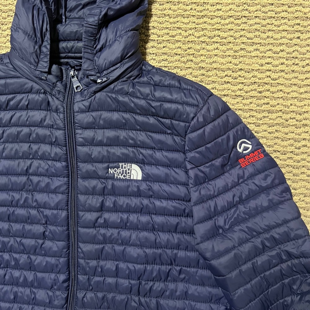 The North Face Summit Series Navy Blue Puffer Jacket Detachable Hood Mens Medium - Picture 7 of 12